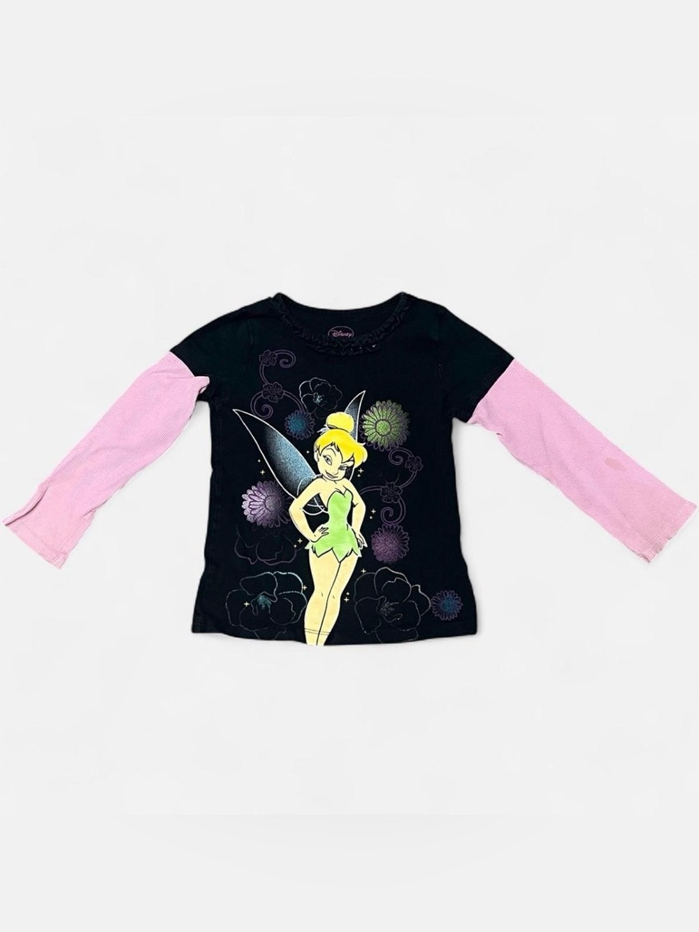 Disney Tinkerbell Long sleeve Layered shirt with Pink Sleeves